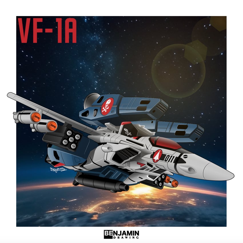 vf-1a and vf-1 super (macross and 1 more) drawn by benjamin_(user_scjv3278)