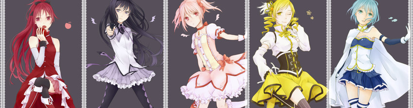 akemi homura, kaname madoka, miki sayaka, sakura kyoko, and tomoe mami (mahou shoujo madoka magica) drawn by naq1