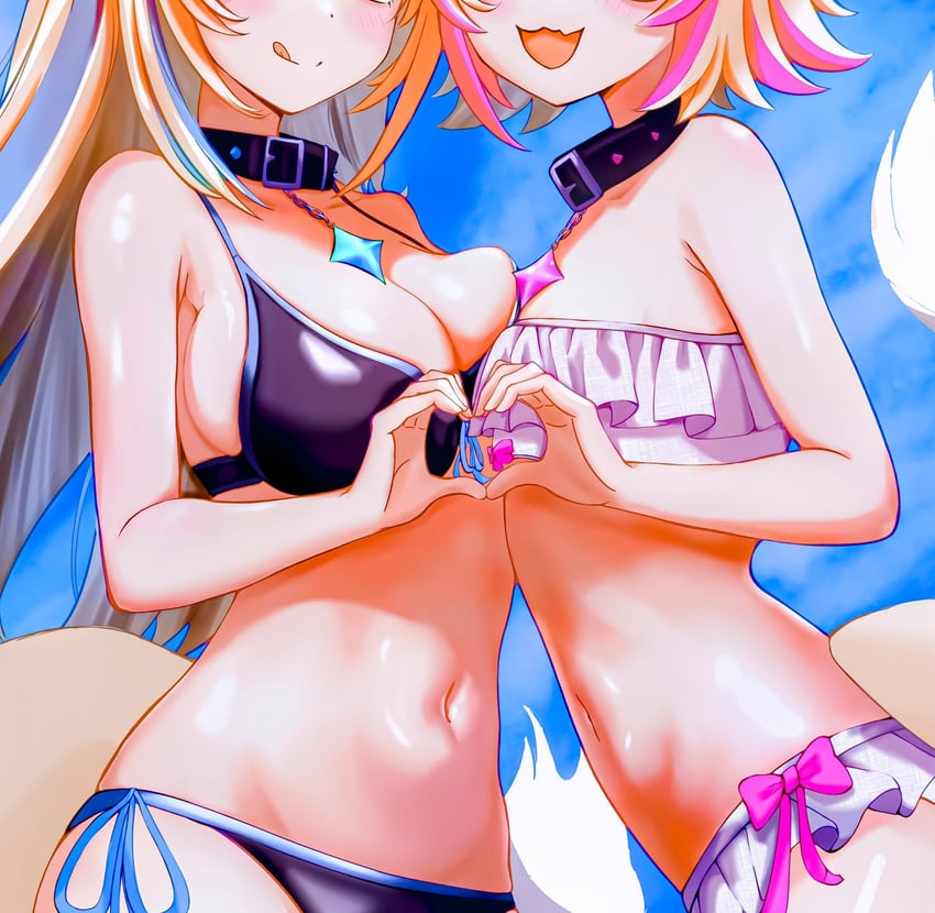 fuwawa abyssgard and mococo abyssgard (hololive and 1 more) drawn by akamiya_mumu