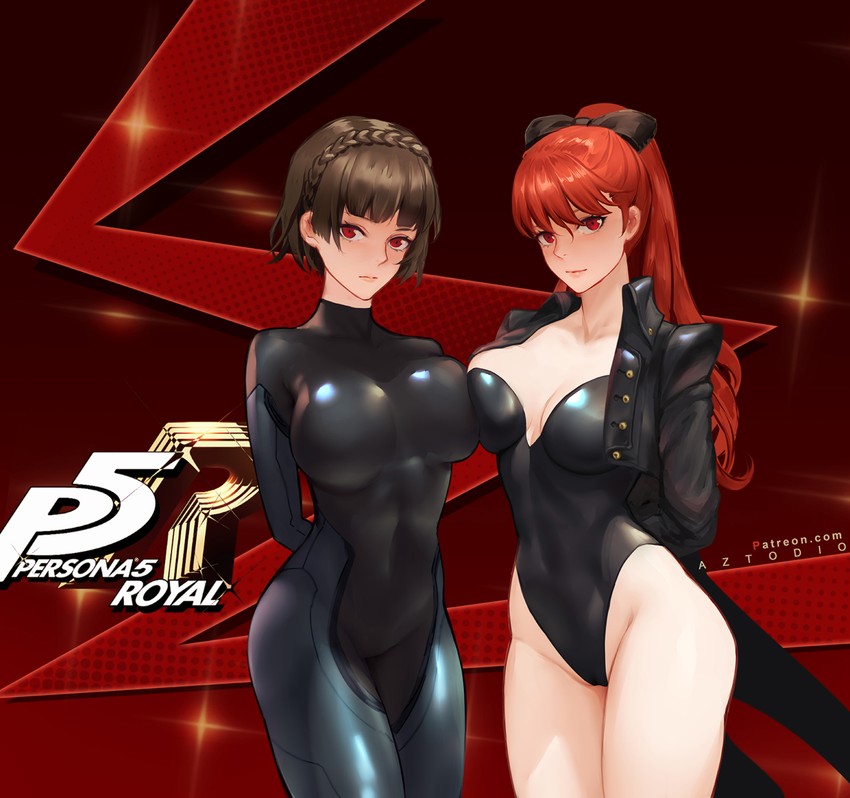 niijima makoto and yoshizawa kasumi (persona and 2 more) drawn by aztodio