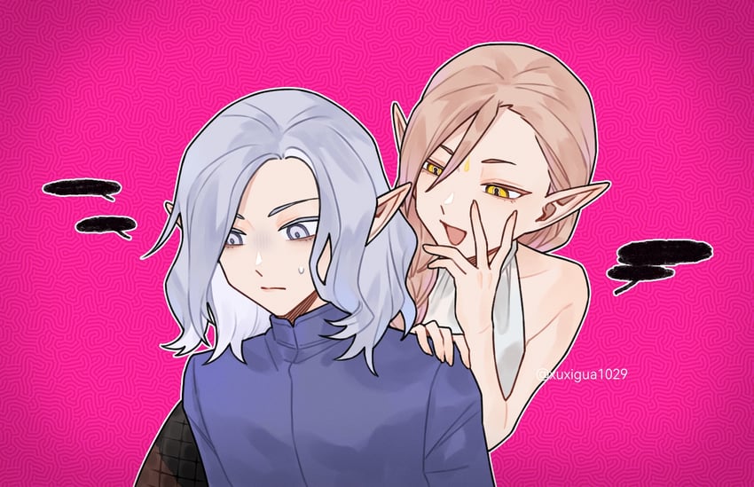 mithrun and braided ponytail lamia (dungeon meshi) drawn by xuxigua1029