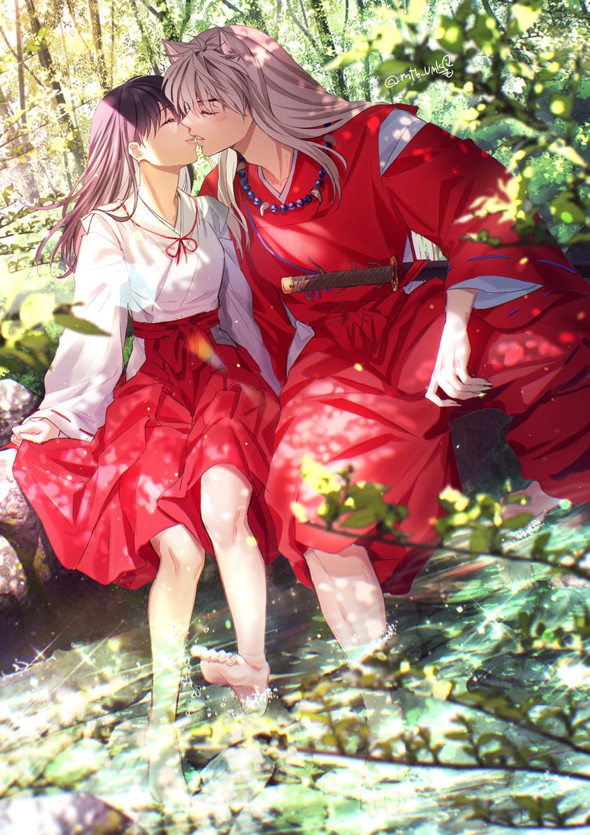 inuyasha and higurashi kagome (inuyasha) drawn by motobi_(mtb_umk)