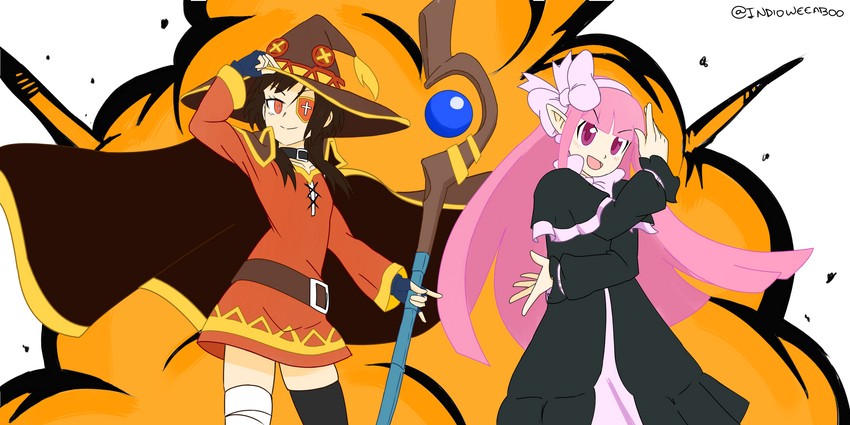 megumin and mage (kono subarashii sekai ni shukufuku wo! and 2 more) drawn by indioweeaboo