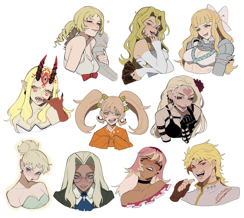 dio brando, ibaraki douji, saionji hiyoko, integra hellsing, tinker bell, and 5 more (fire emblem and 11 more) drawn by porqueloin