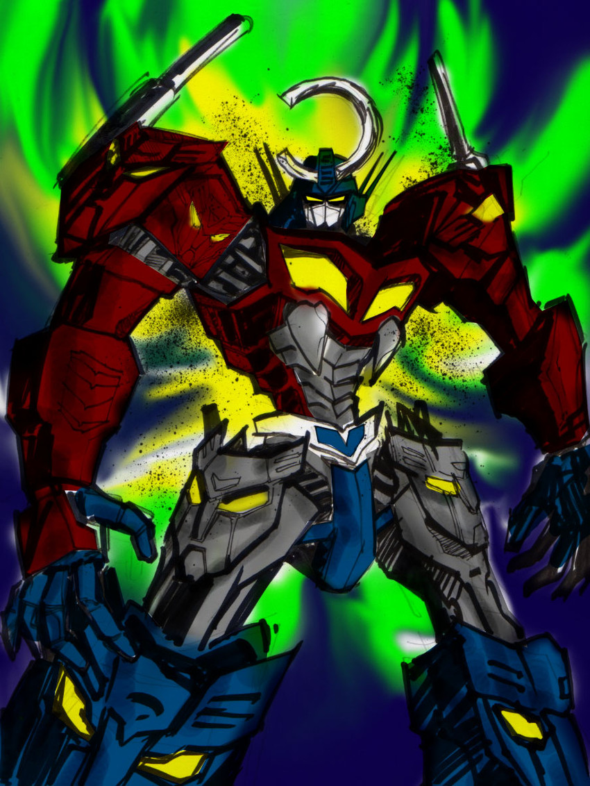 optimus prime and gurren-lagann (tengen toppa gurren lagann and 1 more) drawn by polidread
