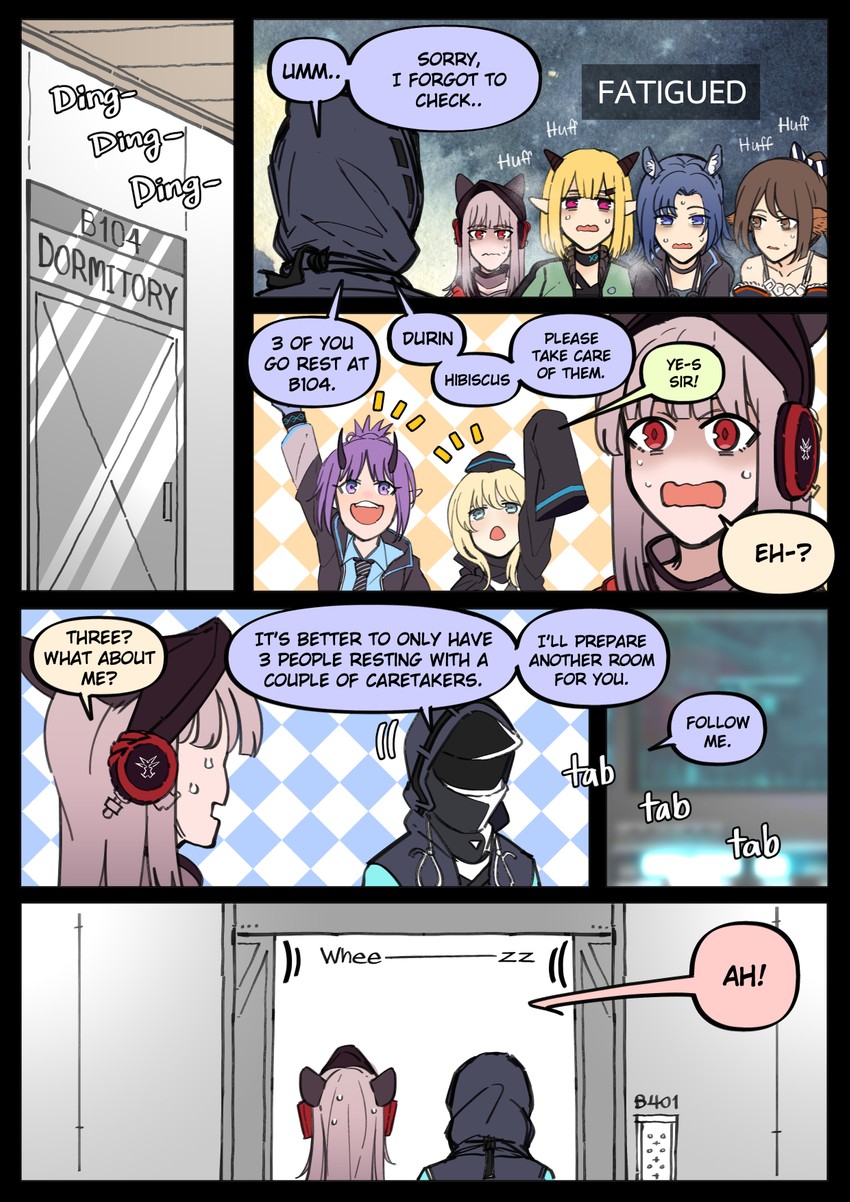 doctor, frostleaf, hibiscus, perfumer, fang, and 2 more (arknights) drawn by bottle_(bottle1234)