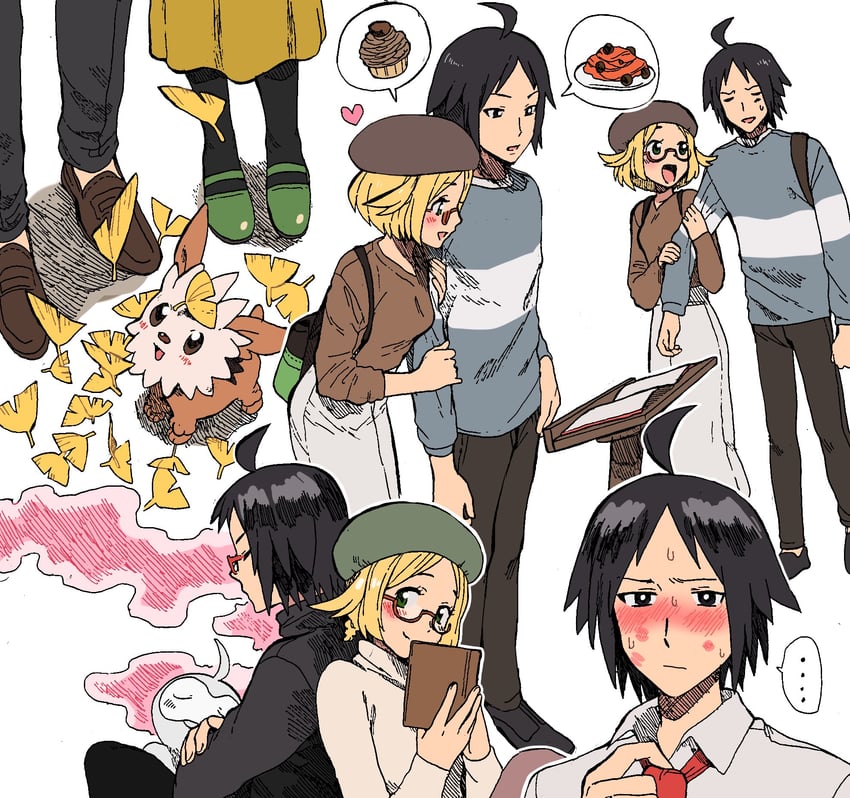 bianca, cheren, castform, and lillipup (pokemon and 1 more) drawn by nashubi_(to_infinity_wow)