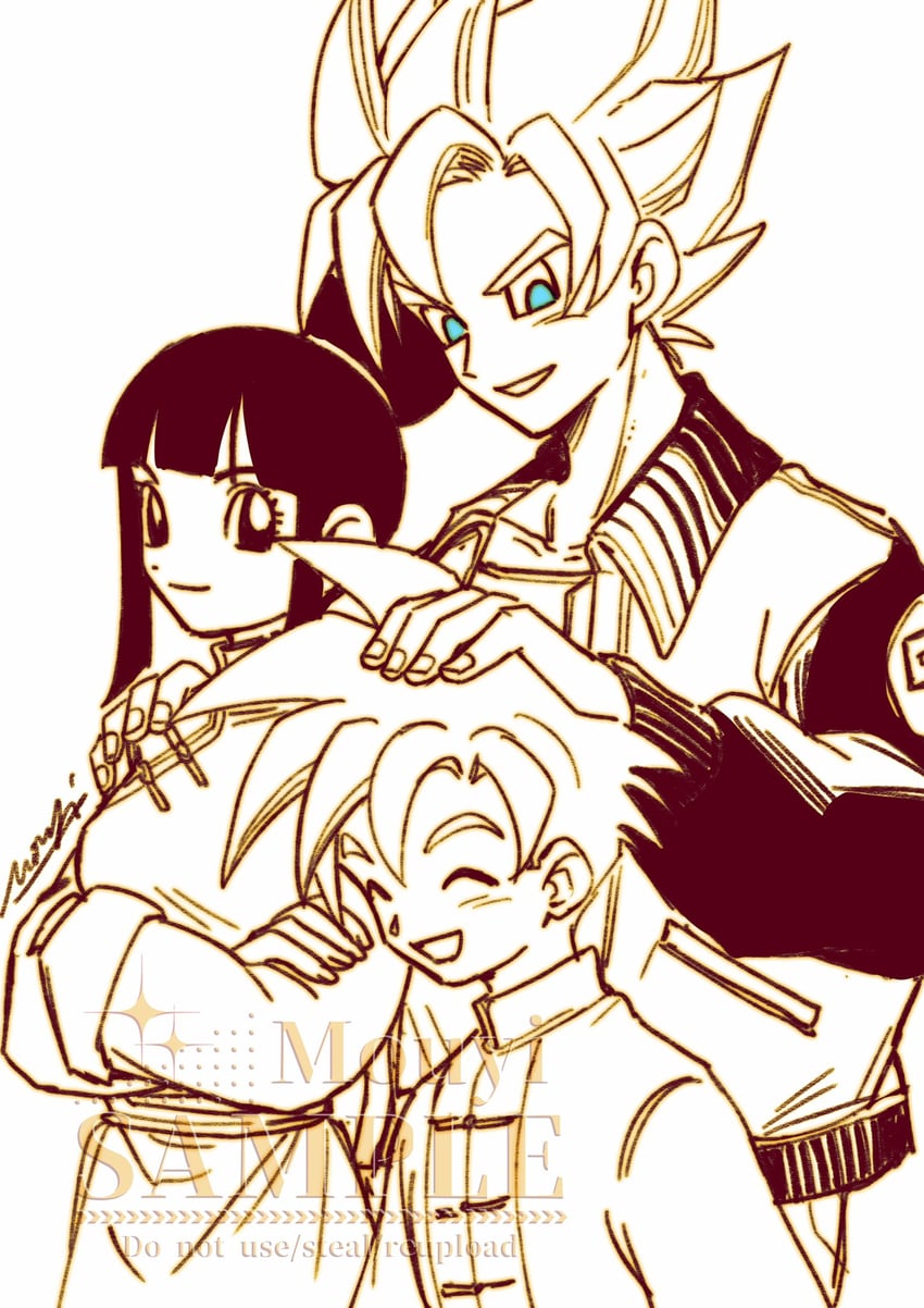 son goku, son gohan, and chi-chi (dragon ball and 1 more) drawn by mouyi