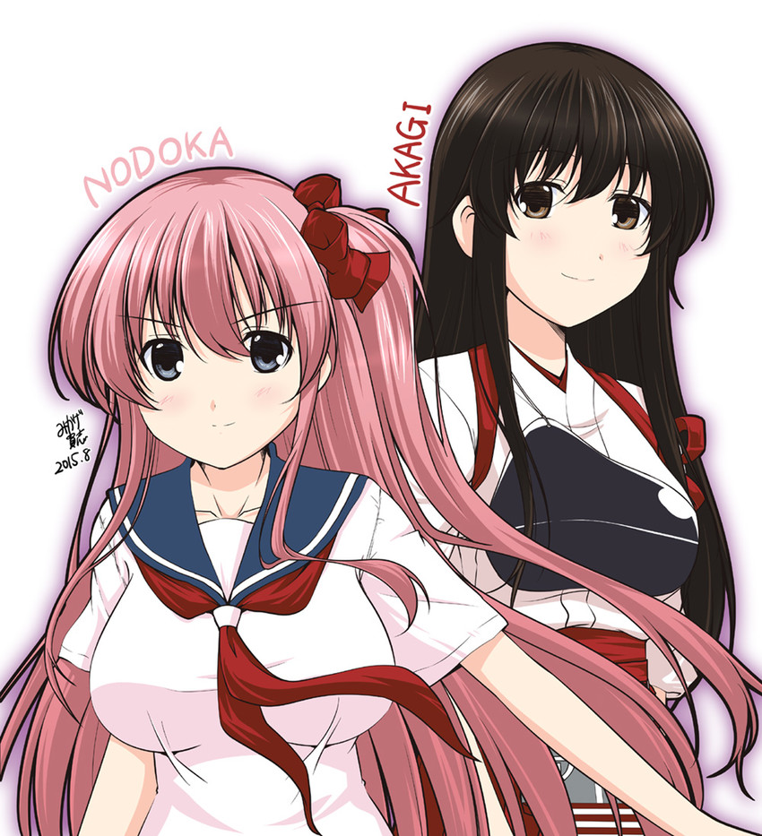 akagi and haramura nodoka (kantai collection and 1 more) drawn by mikage_takashi