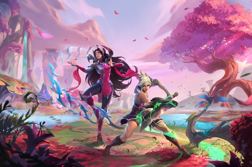 riven and irelia (league of legends and 1 more) drawn by qi_mang_(qimang)