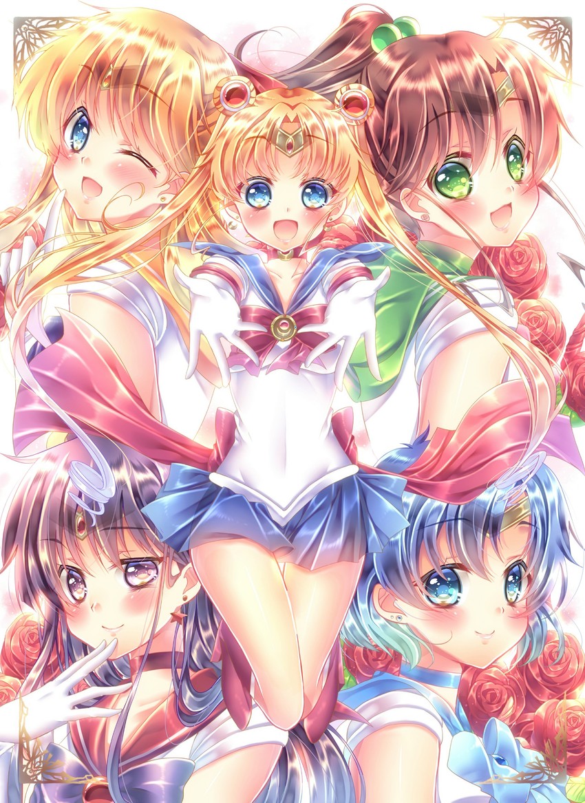tsukino usagi, sailor moon, mizuno ami, aino minako, hino rei, and 5 more (bishoujo senshi sailor moon) drawn by touki_matsuri