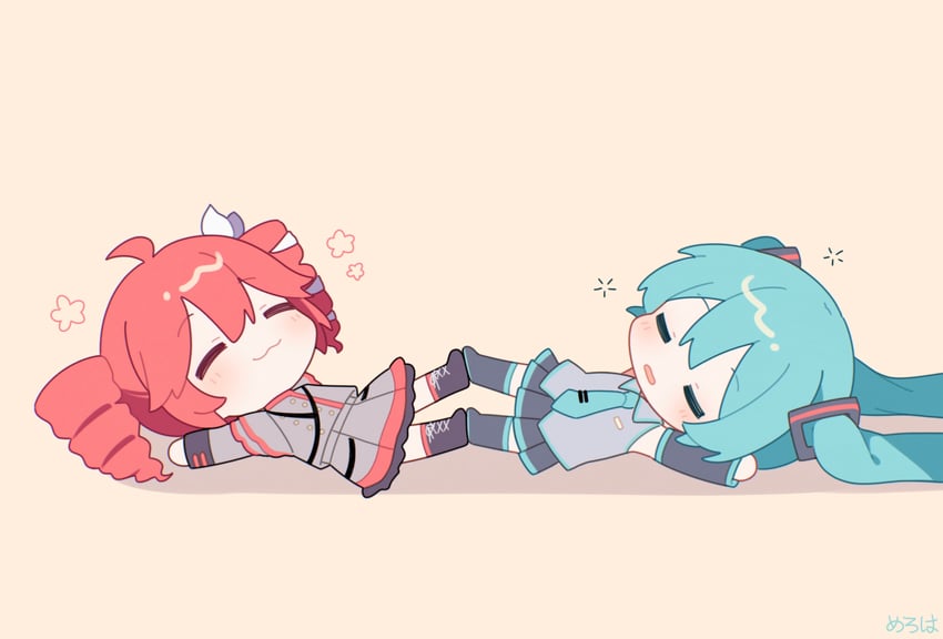 hatsune miku and kasane teto (vocaloid and 2 more) drawn by meroharome