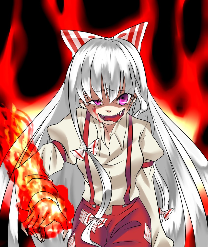 fujiwara no mokou (touhou and 1 more) drawn by inuyoshi_akira