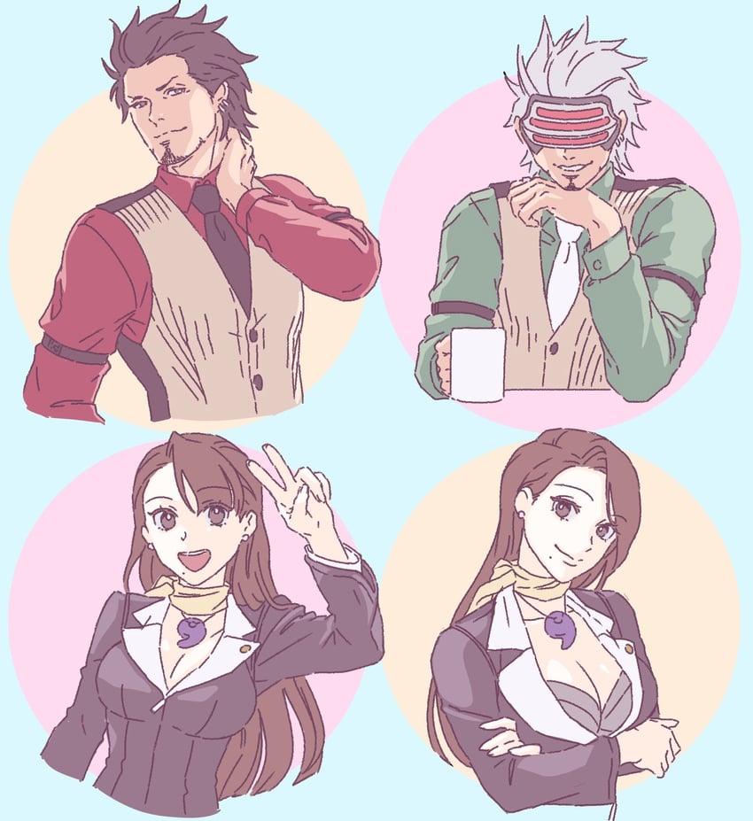 mia fey, godot, and diego armando (ace attorney and 1 more) drawn by lcageki