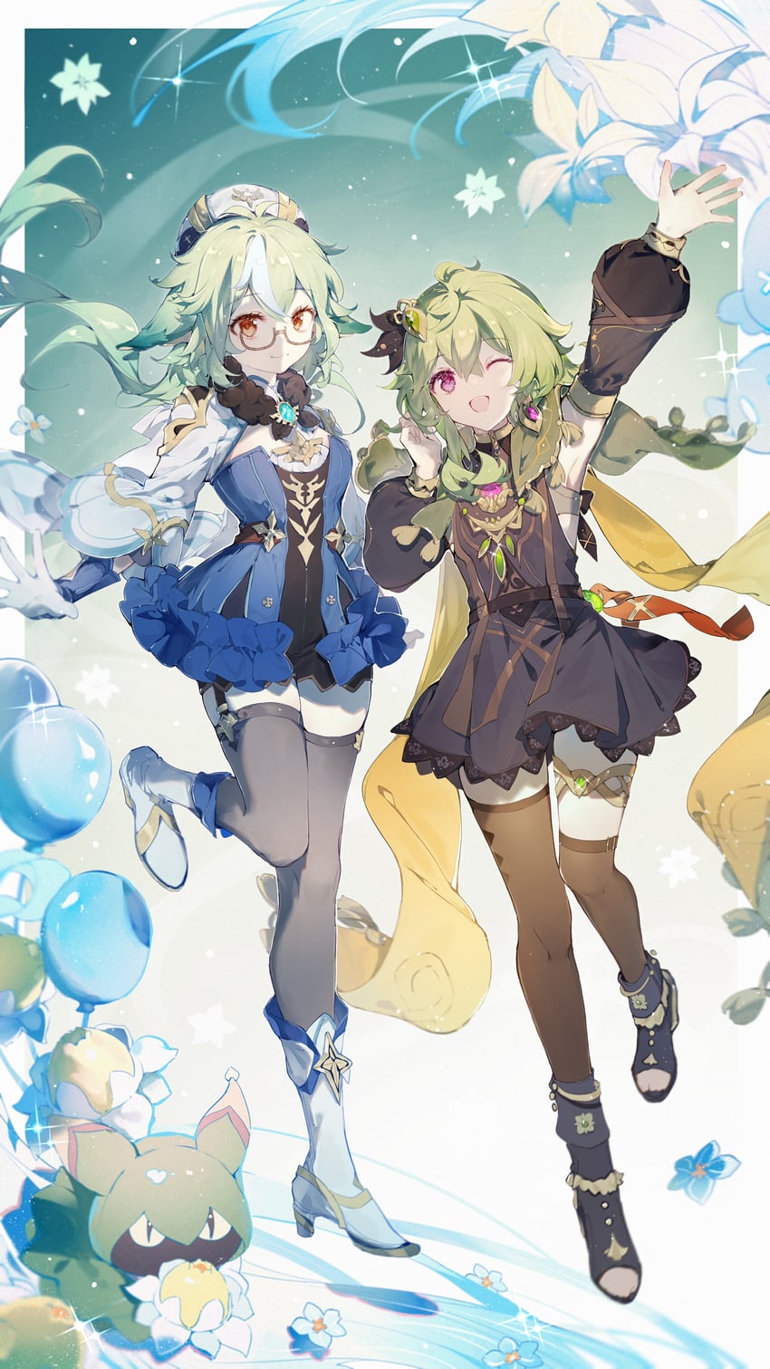 collei, sucrose, and cuilein-anbar (genshin impact) drawn by qianqianjie