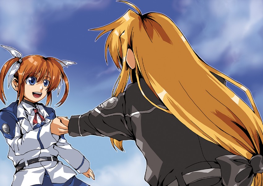 fate testarossa and takamachi nanoha (lyrical nanoha and 2 more) drawn by clipe