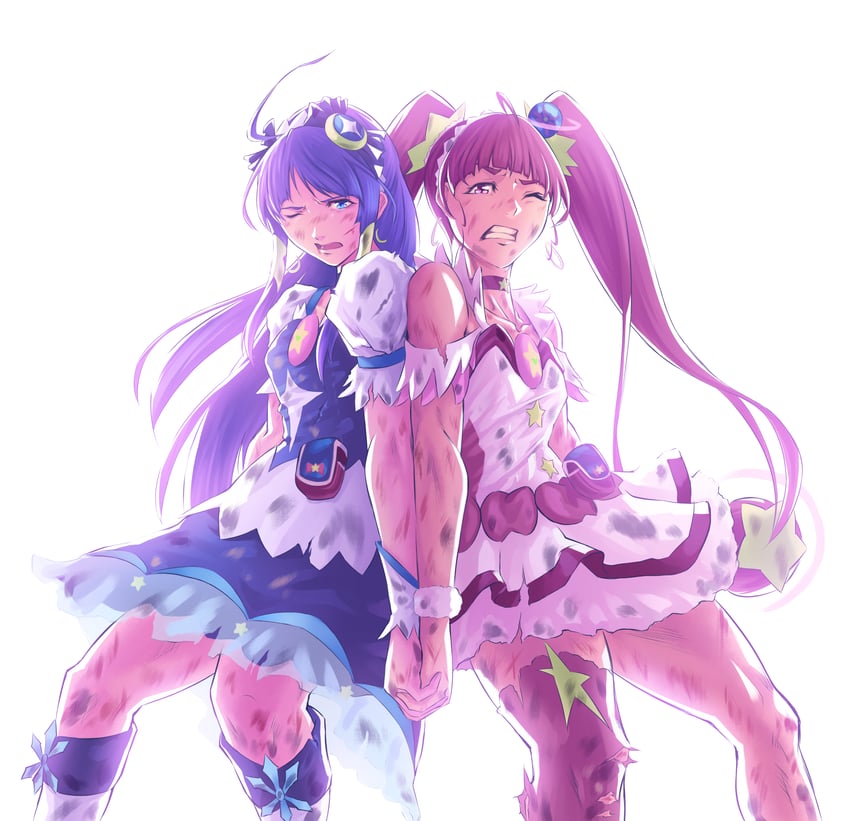 hoshina hikaru, kaguya madoka, cure star, and cure selene (precure and 1 more) drawn by doi_tabasuko