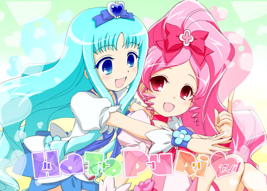 kurumi erika, hanasaki tsubomi, cure marine, and cure blossom (precure and 1 more) drawn by fujieda_miyabi