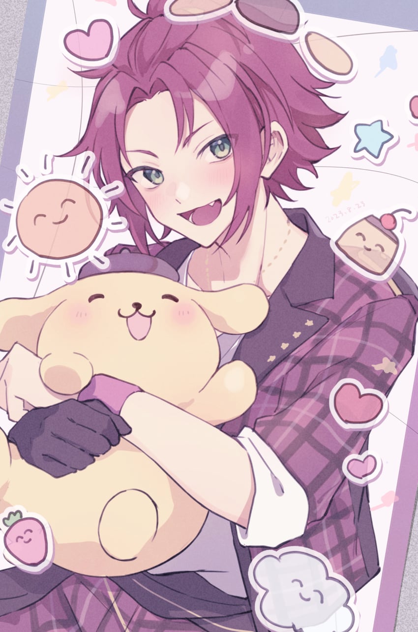 pompompurin and isara mao (ensemble stars! and 1 more) drawn by reijiro