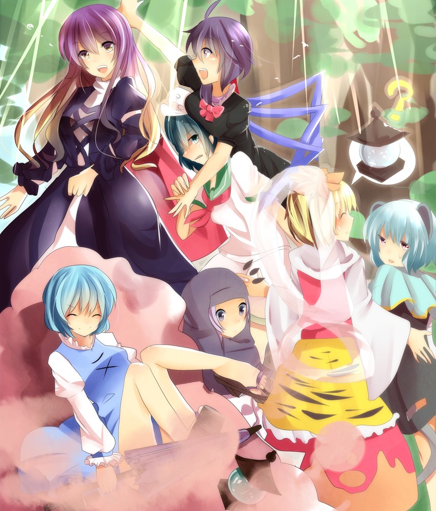 tatara kogasa, nazrin, hijiri byakuren, houjuu nue, toramaru shou, and 3 more (touhou and 1 more) drawn by koyuri_shouyu