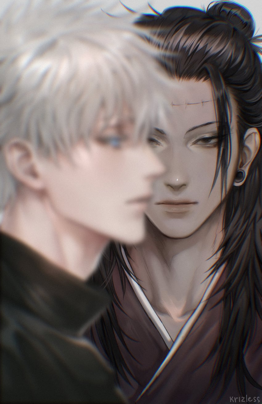 gojou satoru, getou suguru, and kenjaku (jujutsu kaisen) drawn by asya_(krizless)