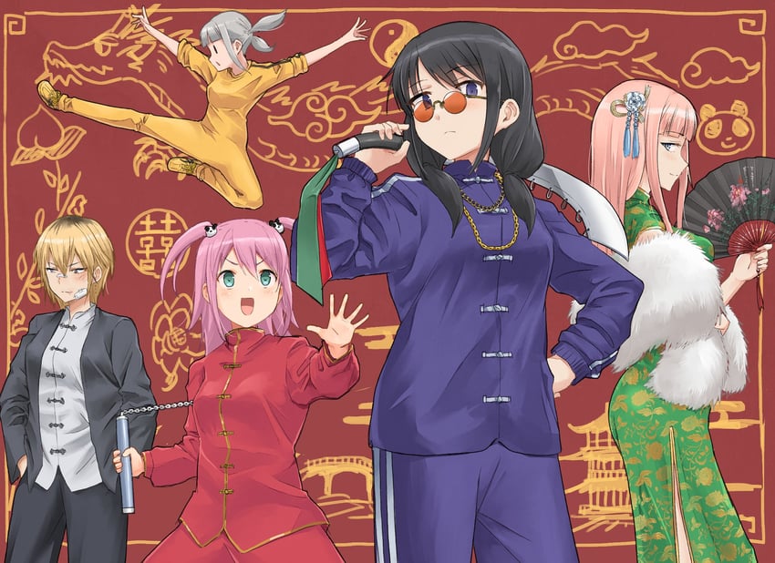 tamura yuri, katou asuka, nemoto hina, yoshida masaki, and futaki shiki (watashi ga motenai no wa dou kangaetemo omaera ga warui!) drawn by okiru