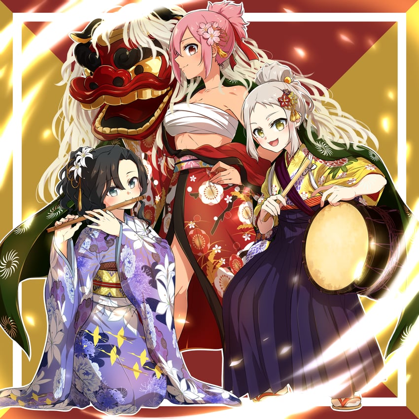akamine yuuna, miroku renge, and kiryuu shizuka (yuusha de aru and 2 more) drawn by eda_udon