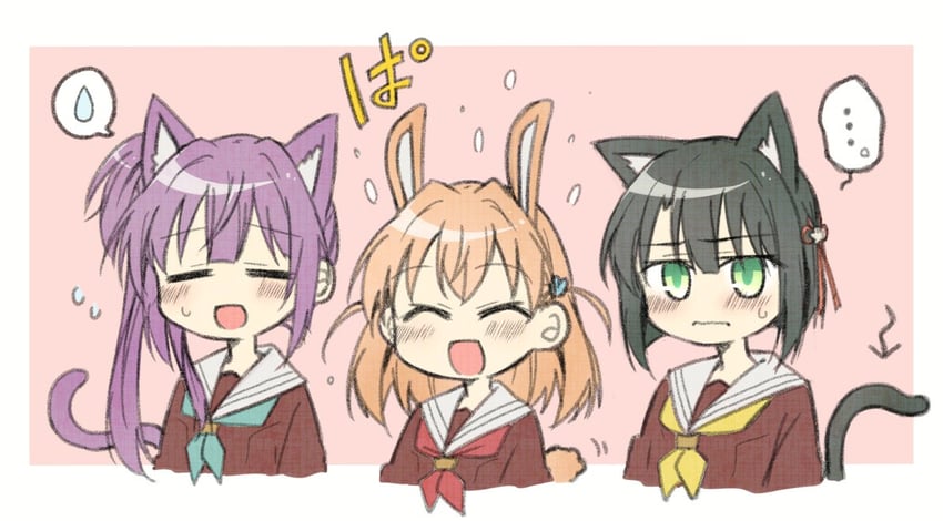 hinoshita kaho, otomune kozue, and momose ginko (love live! and 1 more) drawn by nigirimeshi