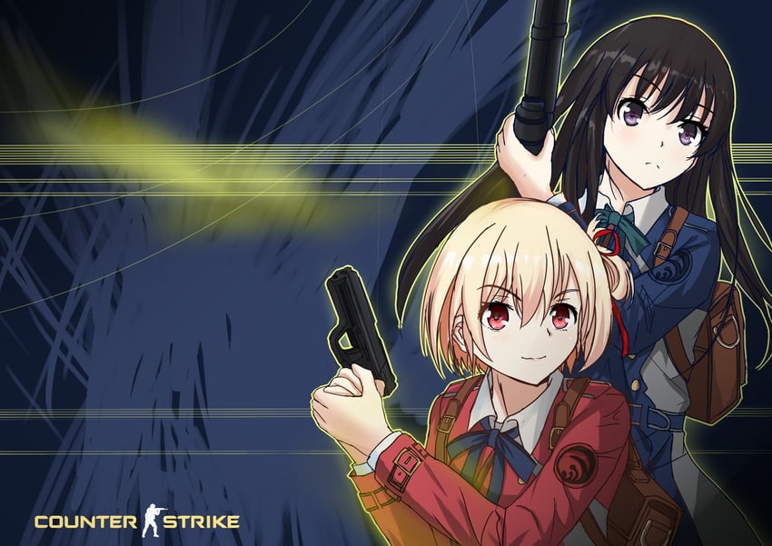 nishikigi chisato and inoue takina (lycoris recoil and 1 more) drawn by tianyu_jifeng