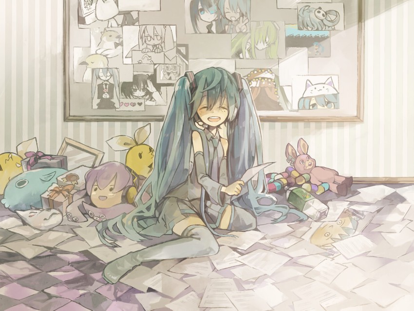 hatsune miku, megurine luka, izumi konata, black rock shooter, takoluka, and 1 more (vocaloid and 11 more) drawn by soto