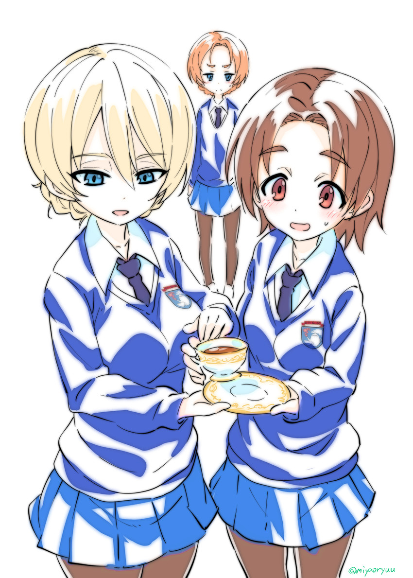 darjeeling, orange pekoe, and sawa azusa (girls und panzer) drawn by miyao_ryuu
