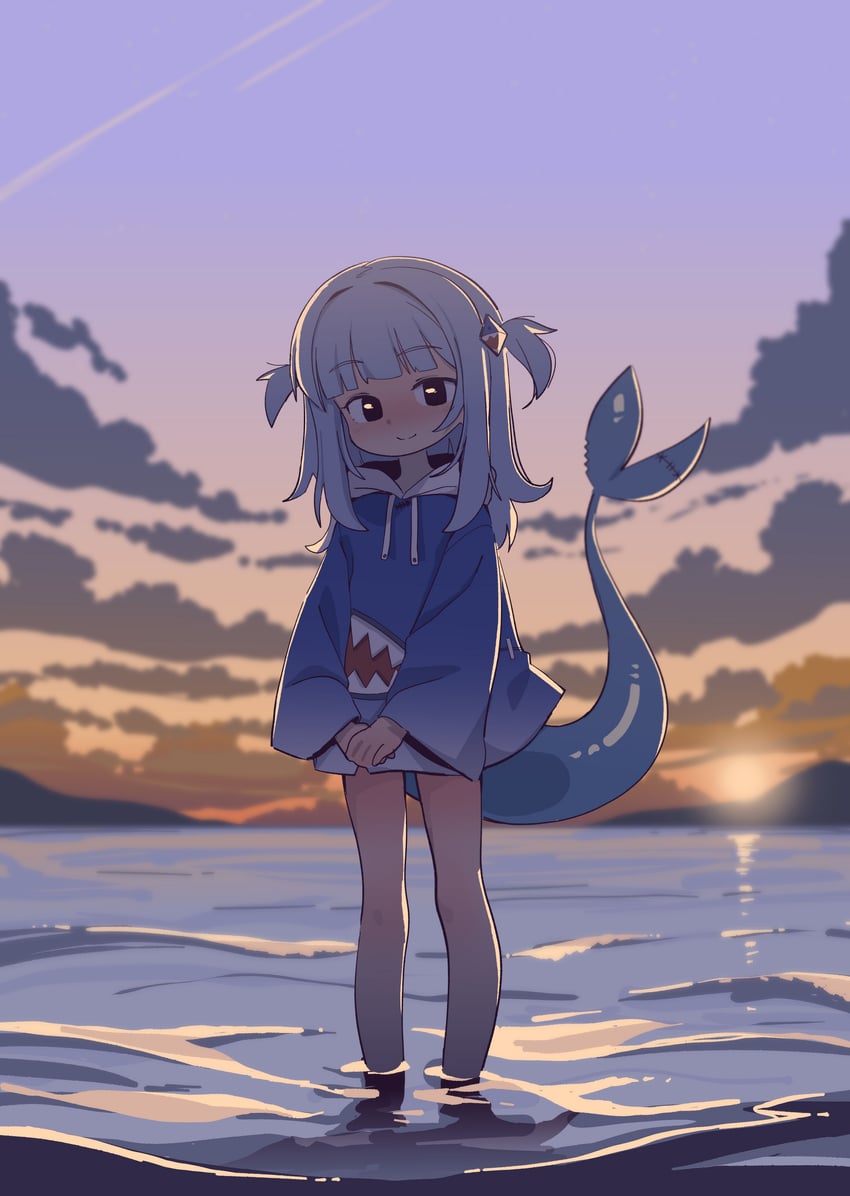 gawr gura (hololive and 1 more) drawn by orenjipiiru