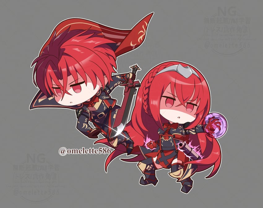 male alear and female alear (fire emblem and 2 more) drawn by komurice