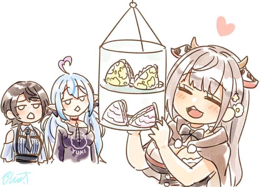 oozora subaru, shirogane noel, and yukihana lamy (hololive) drawn by buru-dai