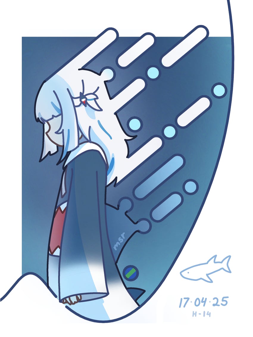 gawr gura (hololive and 1 more) drawn by msr_0410