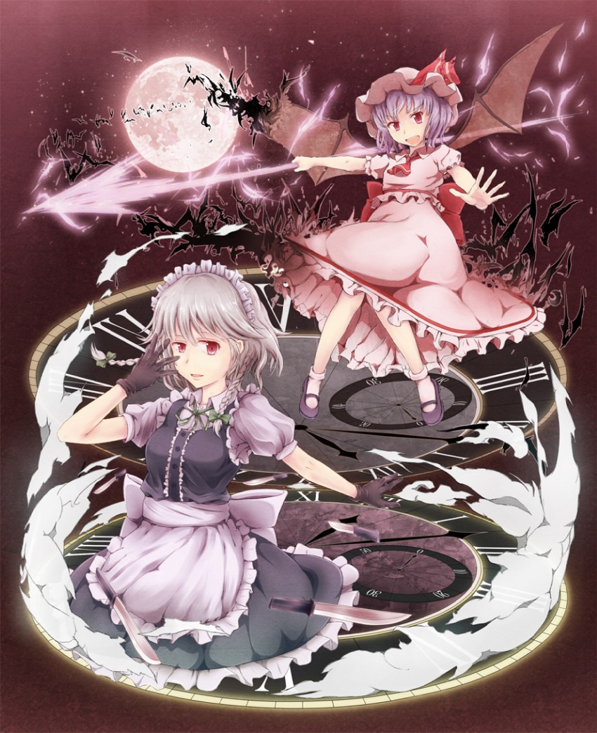 remilia scarlet and izayoi sakuya (touhou) drawn by oumi_(rsag)