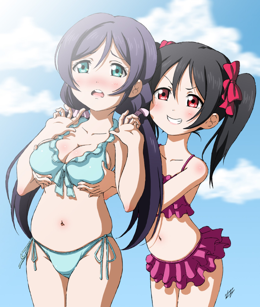 tojo nozomi and yazawa nico (love live! and 1 more) drawn by vzmk2