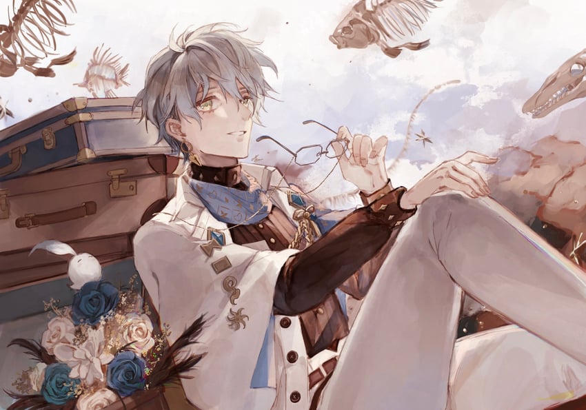 ike eveland and quilldren (nijisanji and 1 more) drawn by marumiya_(maroon_miya)