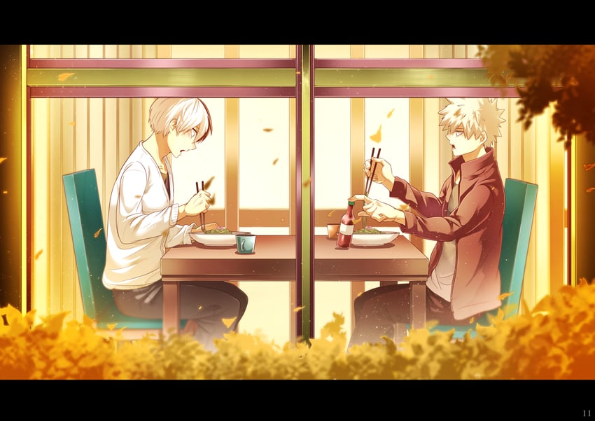 bakugou katsuki and todoroki shoto (boku no hero academia) drawn by 5_(toriaezu555)