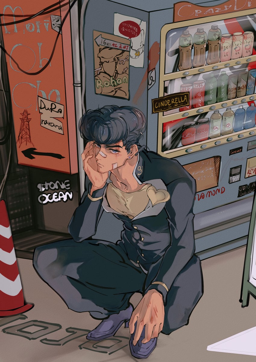 higashikata josuke (jojo no kimyou na bouken and 1 more) drawn by x_eve