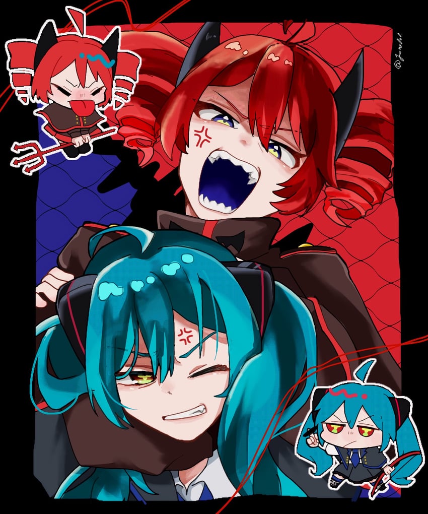 hatsune miku and kasane teto (vocaloid and 3 more) drawn by yano_0o0
