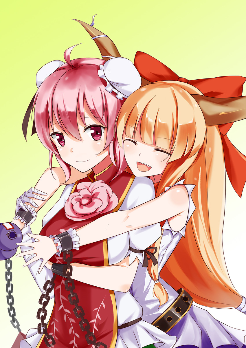 ibuki suika and ibaraki kasen (touhou) drawn by hider_kitsuka