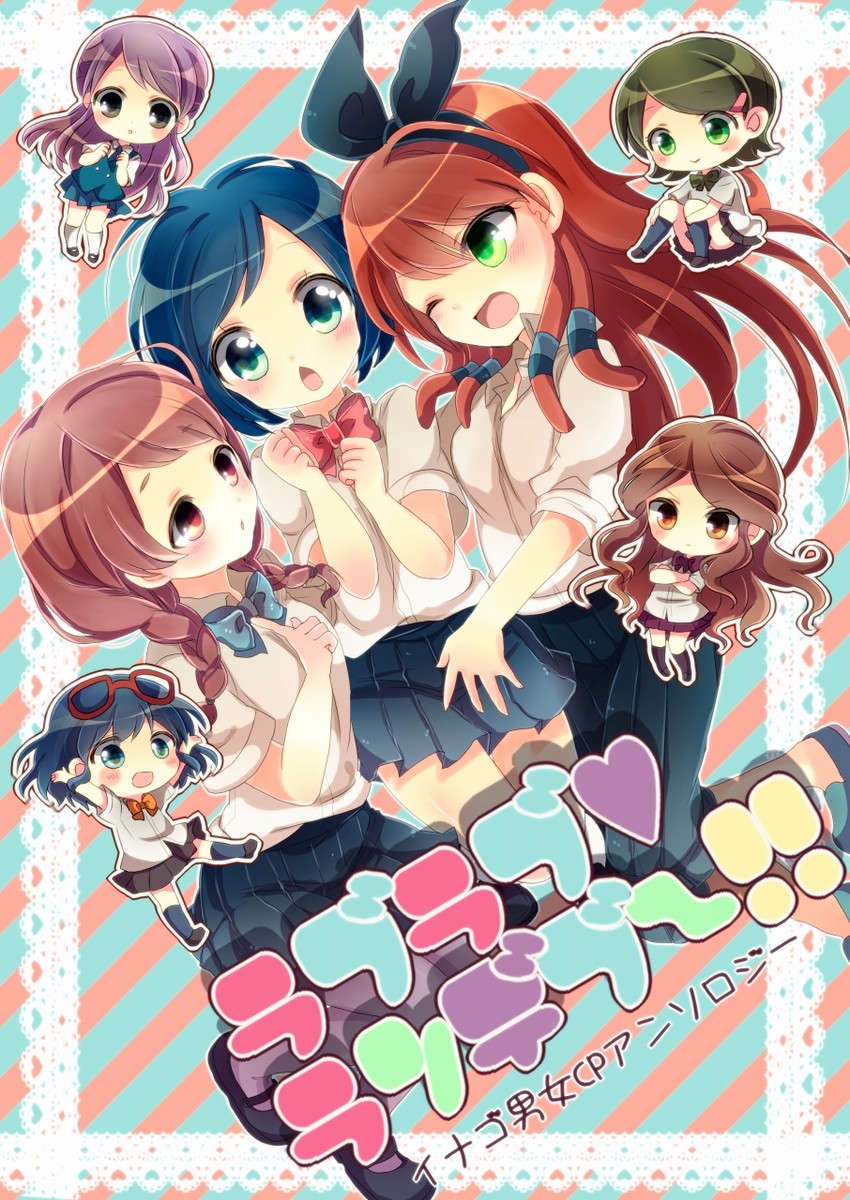 otonashi haruna, raimon natsumi, kudou fuyuka, kino aki, sorano aoi, and 2 more (inazuma eleven go and 1 more) drawn by wanekomimo