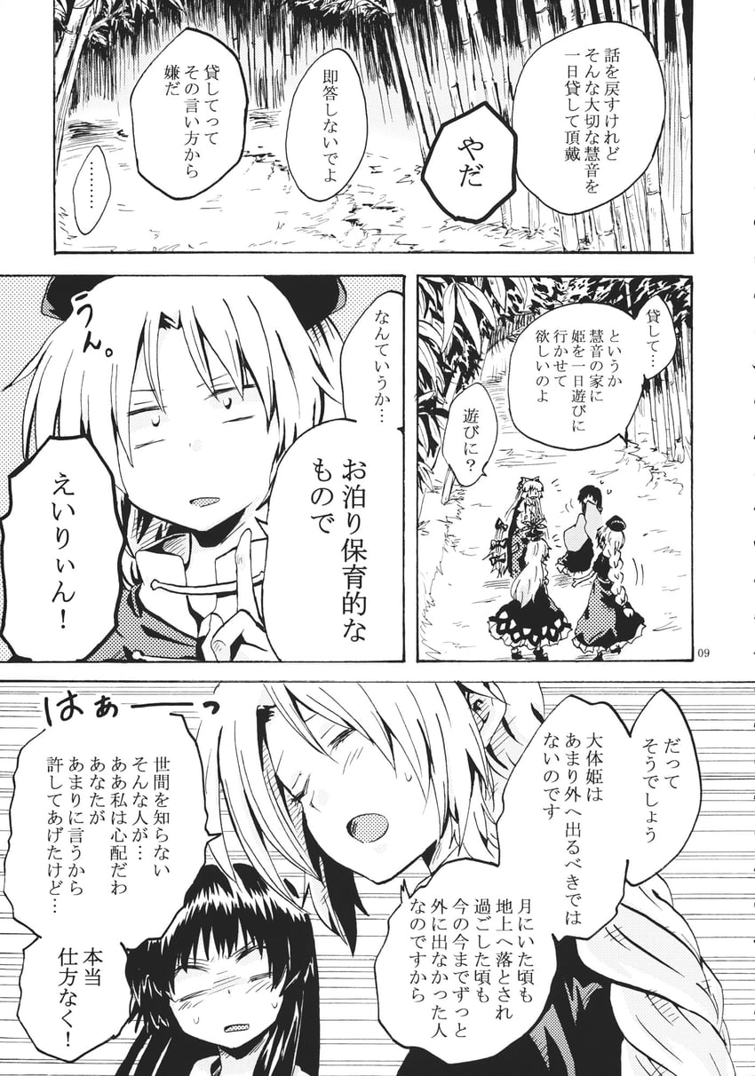 fujiwara no mokou, kamishirasawa keine, houraisan kaguya, and yagokoro eirin (touhou) drawn by unya