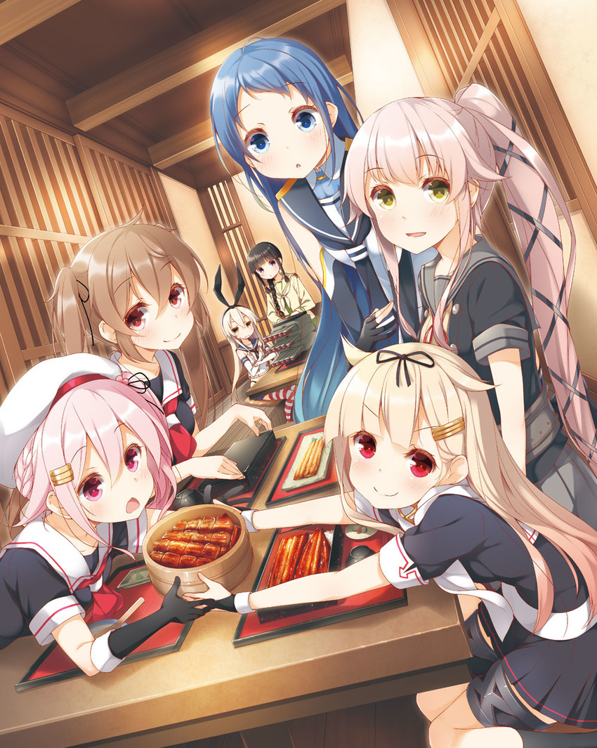 shimakaze, yuudachi, yuudachi kai ni, kitakami, samidare, and 5 more (kantai collection) drawn by yume_no_owari