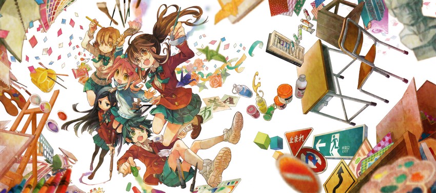 yamaguchi kisaragi, nozaki namiko, oomichi miyabi, noda miki, and tomokane (ga geijutsuka art design class) drawn by kiyuzuki_satoko