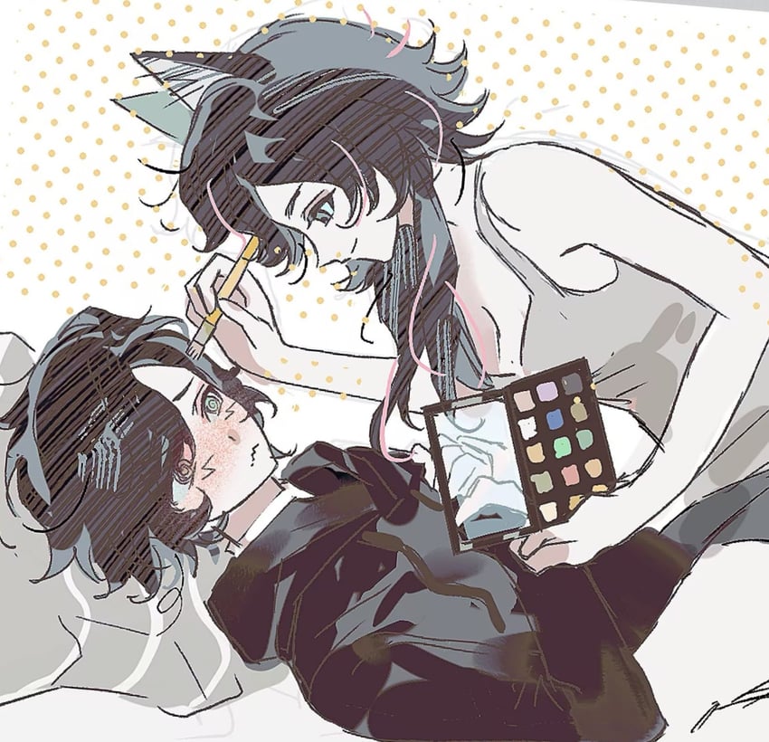 player character and kylar (original and 1 more) drawn by freesia_quan
