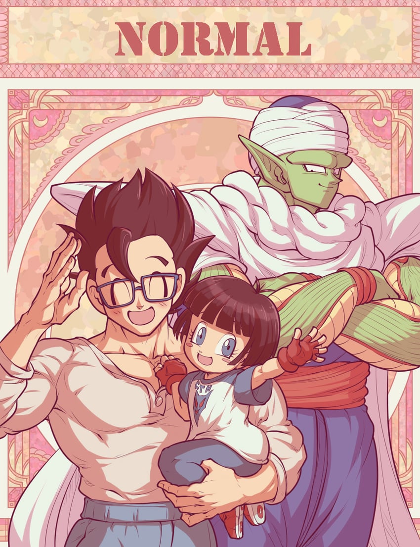 son gohan, pan, and piccolo (dragon ball and 2 more) drawn by koukyouji