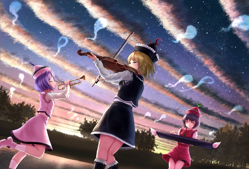 lunasa prismriver, merlin prismriver, and lyrica prismriver (touhou and 1 more) drawn by luke_(kyeftss)