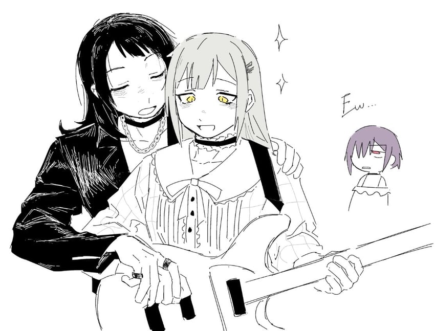 wakaba mutsumi, yahata umiri, mortis, and yuutenji nyamu (bang dream! and 1 more) drawn by seal_in_somalia